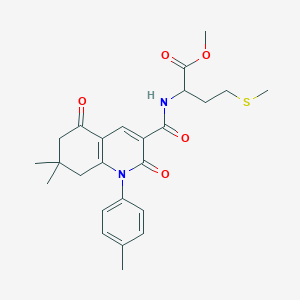 molecular formula C25H30N2O5S B3980108 Methyl 2-{[7,7-dimethyl-1-(4-methylphenyl)-2,5-dioxo-1,2,5,6,7,8-hexahydroquinolin-3-YL]formamido}-4-(methylsulfanyl)butanoate 