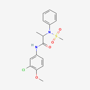 molecular formula C17H19ClN2O4S B3980117 N-(3-Chloro-4-methoxyphenyl)-2-(N-phenylmethanesulfonamido)propanamide 