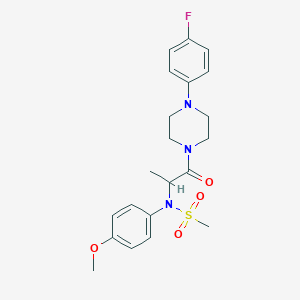 molecular formula C21H26FN3O4S B3980124 N-{2-[4-(4-fluorophenyl)-1-piperazinyl]-1-methyl-2-oxoethyl}-N-(4-methoxyphenyl)methanesulfonamide 