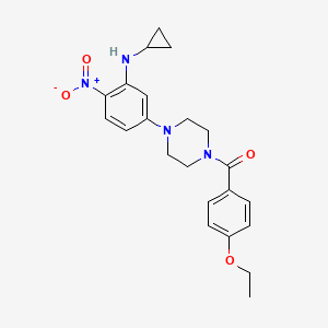 molecular formula C22H26N4O4 B3980163 N-CYCLOPROPYL-5-[4-(4-ETHOXYBENZOYL)PIPERAZIN-1-YL]-2-NITROANILINE 