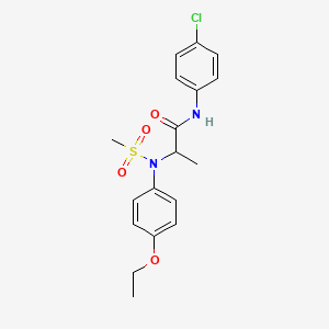 molecular formula C18H21ClN2O4S B3980229 N-(4-Chlorophenyl)-2-[N-(4-ethoxyphenyl)methanesulfonamido]propanamide 