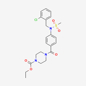 molecular formula C22H26ClN3O5S B3980260 Ethyl 4-({4-[(2-chlorobenzyl)(methylsulfonyl)amino]phenyl}carbonyl)piperazine-1-carboxylate 