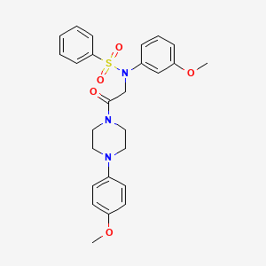molecular formula C26H29N3O5S B3980261 N-(3-methoxyphenyl)-N-{2-[4-(4-methoxyphenyl)-1-piperazinyl]-2-oxoethyl}benzenesulfonamide 