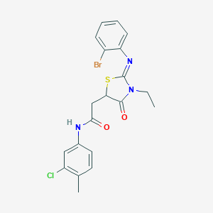 2-{2-[(2-bromophenyl)imino]-3-ethyl-4-oxo-1,3-thiazolidin-5-yl}-N-(3-chloro-4-methylphenyl)acetamide