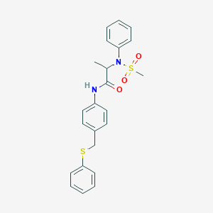 molecular formula C23H24N2O3S2 B3980363 N~2~-(methylsulfonyl)-N~2~-phenyl-N-{4-[(phenylsulfanyl)methyl]phenyl}alaninamide 