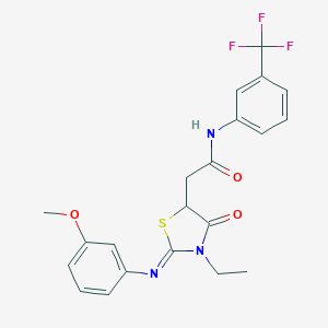 2-{3-ethyl-2-[(3-methoxyphenyl)imino]-4-oxo-1,3-thiazolidin-5-yl}-N-[3-(trifluoromethyl)phenyl]acetamide