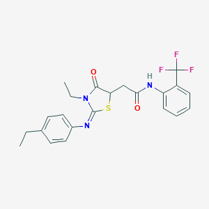 2-{3-ethyl-2-[(4-ethylphenyl)imino]-4-oxo-1,3-thiazolidin-5-yl}-N-[2-(trifluoromethyl)phenyl]acetamide