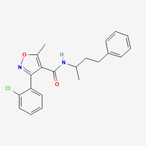 molecular formula C21H21ClN2O2 B3980427 3-(2-chlorophenyl)-5-methyl-N-(4-phenylbutan-2-yl)-1,2-oxazole-4-carboxamide 