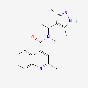 molecular formula C20H24N4O B3980474 N-[1-(3,5-dimethyl-1H-pyrazol-4-yl)ethyl]-N,2,8-trimethylquinoline-4-carboxamide 