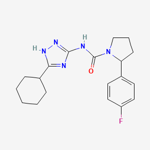 molecular formula C19H24FN5O B3980486 N-(3-cyclohexyl-1H-1,2,4-triazol-5-yl)-2-(4-fluorophenyl)-1-pyrrolidinecarboxamide trifluoroacetate 