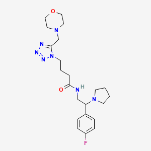 molecular formula C22H32FN7O2 B3980488 N-[2-(4-fluorophenyl)-2-(1-pyrrolidinyl)ethyl]-4-[5-(4-morpholinylmethyl)-1H-tetrazol-1-yl]butanamide 