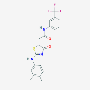 2-[2-(3,4-dimethylanilino)-4-oxo-1,3-thiazol-5-yl]-N-[3-(trifluoromethyl)phenyl]acetamide