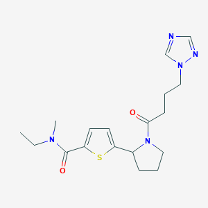 molecular formula C18H25N5O2S B3980574 N-ethyl-N-methyl-5-{1-[4-(1H-1,2,4-triazol-1-yl)butanoyl]-2-pyrrolidinyl}-2-thiophenecarboxamide 