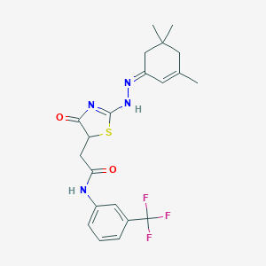 2-[4-oxo-2-[(2Z)-2-(3,5,5-trimethylcyclohex-2-en-1-ylidene)hydrazinyl]-1,3-thiazol-5-yl]-N-[3-(trifluoromethyl)phenyl]acetamide