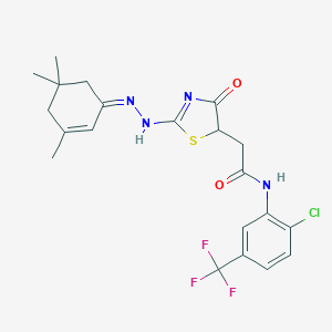 N-[2-chloro-5-(trifluoromethyl)phenyl]-2-[4-oxo-2-[(2Z)-2-(3,5,5-trimethylcyclohex-2-en-1-ylidene)hydrazinyl]-1,3-thiazol-5-yl]acetamide