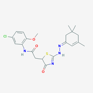 N-(5-chloro-2-methoxyphenyl)-2-[4-oxo-2-[(2Z)-2-(3,5,5-trimethylcyclohex-2-en-1-ylidene)hydrazinyl]-1,3-thiazol-5-yl]acetamide