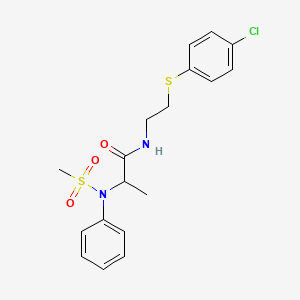 molecular formula C18H21ClN2O3S2 B3980629 N-[2-(4-chlorophenyl)sulfanylethyl]-2-(N-methylsulfonylanilino)propanamide 