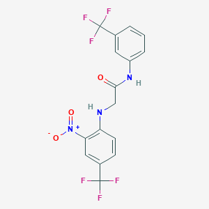 molecular formula C16H11F6N3O3 B3980663 N~2~-[2-nitro-4-(trifluoromethyl)phenyl]-N~1~-[3-(trifluoromethyl)phenyl]glycinamide 