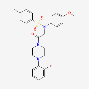 molecular formula C26H28FN3O4S B3980797 N-{2-[4-(2-fluorophenyl)piperazin-1-yl]-2-oxoethyl}-N-(4-methoxyphenyl)-4-methylbenzenesulfonamide 
