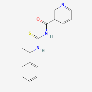 molecular formula C16H17N3OS B3980877 N-(1-phenylpropylcarbamothioyl)pyridine-3-carboxamide 