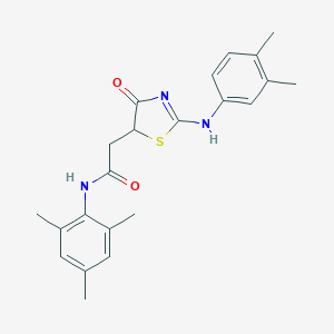 2-[2-(3,4-dimethylanilino)-4-oxo-1,3-thiazol-5-yl]-N-(2,4,6-trimethylphenyl)acetamide