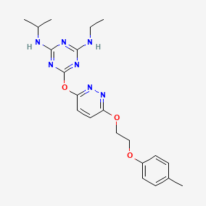 molecular formula C21H27N7O3 B3980992 N-ethyl-N'-isopropyl-6-({6-[2-(4-methylphenoxy)ethoxy]-3-pyridazinyl}oxy)-1,3,5-triazine-2,4-diamine 