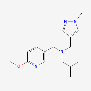 molecular formula C16H24N4O B3981158 N-[(6-methoxypyridin-3-yl)methyl]-2-methyl-N-[(1-methyl-1H-pyrazol-4-yl)methyl]propan-1-amine 