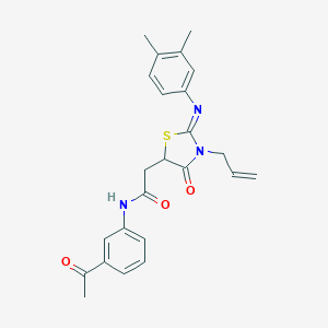 molecular formula C24H25N3O3S B398122 N-(3-acetylphenyl)-2-{3-allyl-2-[(3,4-dimethylphenyl)imino]-4-oxo-1,3-thiazolidin-5-yl}acetamide 