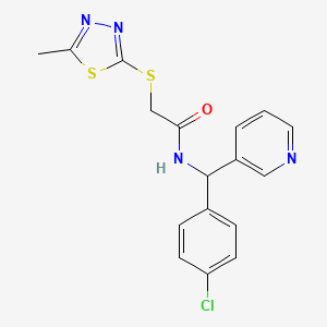 molecular formula C17H15ClN4OS2 B3981259 N-[(4-chlorophenyl)(pyridin-3-yl)methyl]-2-[(5-methyl-1,3,4-thiadiazol-2-yl)thio]acetamide 