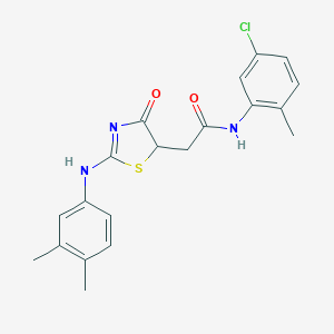 molecular formula C20H20ClN3O2S B398128 N-(5-chloro-2-methylphenyl)-2-[2-(3,4-dimethylanilino)-4-oxo-1,3-thiazol-5-yl]acetamide 