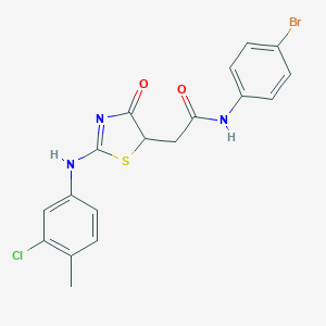 molecular formula C18H15BrClN3O2S B398129 N-(4-bromophenyl)-2-[2-(3-chloro-4-methylanilino)-4-oxo-1,3-thiazol-5-yl]acetamide 