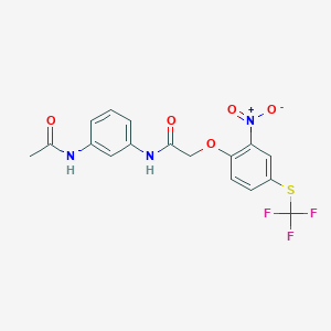 molecular formula C17H14F3N3O5S B3981315 N-[3-(acetylamino)phenyl]-2-{2-nitro-4-[(trifluoromethyl)thio]phenoxy}acetamide 