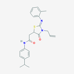 molecular formula C24H27N3O2S B398137 2-{3-allyl-2-[(2-methylphenyl)imino]-4-oxo-1,3-thiazolidin-5-yl}-N-(4-isopropylphenyl)acetamide 