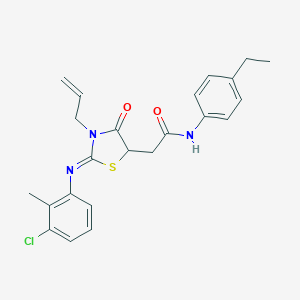 molecular formula C23H24ClN3O2S B398139 2-{3-allyl-2-[(3-chloro-2-methylphenyl)imino]-4-oxo-1,3-thiazolidin-5-yl}-N-(4-ethylphenyl)acetamide 