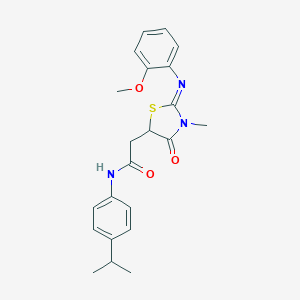 molecular formula C22H25N3O3S B398140 N-(4-isopropylphenyl)-2-{2-[(2-methoxyphenyl)imino]-3-methyl-4-oxo-1,3-thiazolidin-5-yl}acetamide 