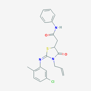 molecular formula C21H20ClN3O2S B398142 2-{3-allyl-2-[(5-chloro-2-methylphenyl)imino]-4-oxo-1,3-thiazolidin-5-yl}-N-phenylacetamide 