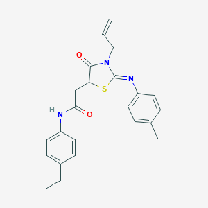 molecular formula C23H25N3O2S B398144 2-{3-allyl-2-[(4-methylphenyl)imino]-4-oxo-1,3-thiazolidin-5-yl}-N-(4-ethylphenyl)acetamide 