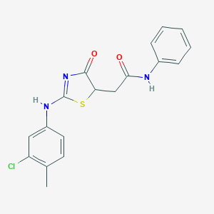 molecular formula C18H16ClN3O2S B398150 2-[2-(3-chloro-4-methylanilino)-4-oxo-1,3-thiazol-5-yl]-N-phenylacetamide 