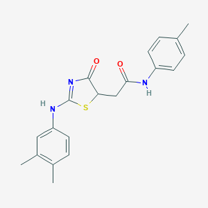 molecular formula C20H21N3O2S B398156 2-[2-(3,4-dimethylanilino)-4-oxo-1,3-thiazol-5-yl]-N-(4-methylphenyl)acetamide 