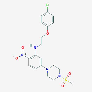 molecular formula C19H23ClN4O5S B398182 N-[2-(4-CHLOROPHENOXY)ETHYL]-5-(4-METHANESULFONYLPIPERAZIN-1-YL)-2-NITROANILINE 