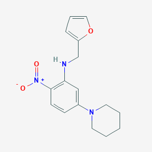 molecular formula C16H19N3O3 B398185 N-[(FURAN-2-YL)METHYL]-2-NITRO-5-(PIPERIDIN-1-YL)ANILINE 