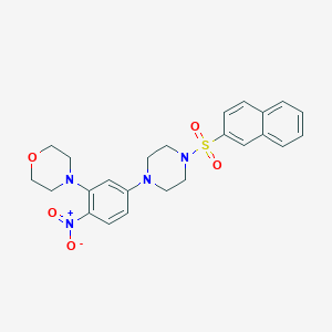molecular formula C24H26N4O5S B398199 4-(3-Morpholin-4-yl-4-nitrophenyl)-1-(2-naphthylsulfonyl)piperazine 