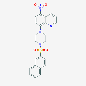 molecular formula C23H20N4O4S B398200 5-Nitro-8-[4-(2-naphthylsulfonyl)-1-piperazinyl]quinoline CAS No. 347356-24-5