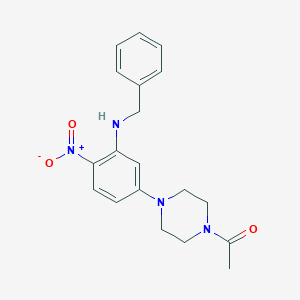 molecular formula C19H22N4O3 B398205 1-Acetyl-4-{3-(benzylamino)-4-nitrophenyl}piperazine 