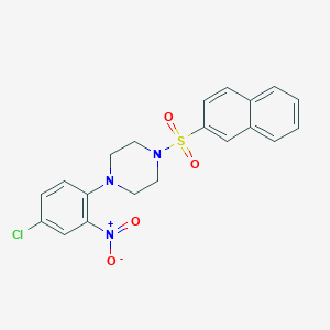 molecular formula C20H18ClN3O4S B398207 1-(4-Chloro-2-nitrophenyl)-4-(2-naphthylsulfonyl)piperazine 