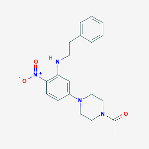 molecular formula C20H24N4O3 B398208 1-Acetyl-4-{4-nitro-3-[(2-phenylethyl)amino]phenyl}piperazine 