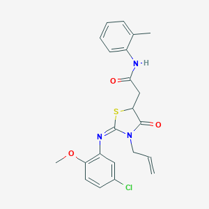 molecular formula C22H22ClN3O3S B398221 2-{3-allyl-2-[(5-chloro-2-methoxyphenyl)imino]-4-oxo-1,3-thiazolidin-5-yl}-N-(2-methylphenyl)acetamide 