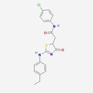 molecular formula C19H18ClN3O2S B398222 N-(4-chlorophenyl)-2-[2-(4-ethylanilino)-4-oxo-1,3-thiazol-5-yl]acetamide 