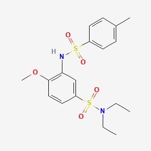 molecular formula C18H24N2O5S2 B3982430 N,N-DIETHYL-4-METHOXY-3-(4-METHYLBENZENESULFONAMIDO)BENZENE-1-SULFONAMIDE 