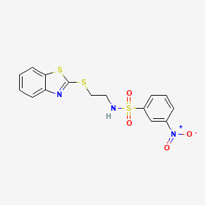 molecular formula C15H13N3O4S3 B3982914 N-[2-(1,3-BENZOTHIAZOL-2-YLSULFANYL)ETHYL]-3-NITROBENZENE-1-SULFONAMIDE 